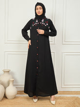 Nabia Front Open Embroidery Abaya with Matching Georgette Hijab